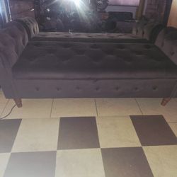 Brown Velvet Ottoman 