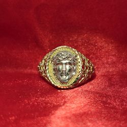 10k Gold Jesus Head Ring