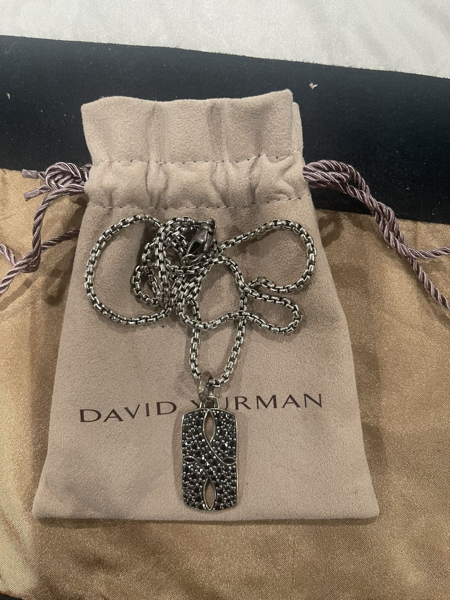 David Yurman Armory Tag With Black Diamonds Nds