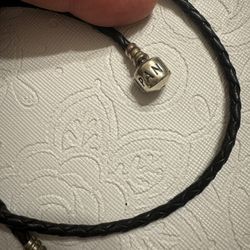 Pandora Moments Double Black Leather Bracelet