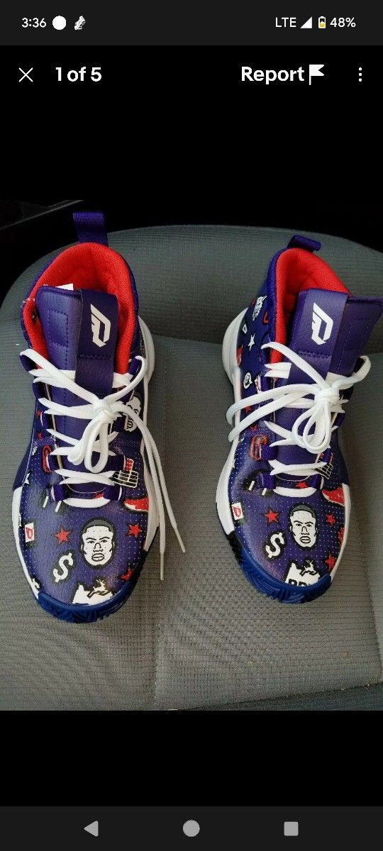 RARE Adidas Dame 5 Purple Red White EG2820 Damian Lillard Basketball Shoes Sz4.5
