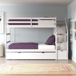 Twin bunk bed with trundle