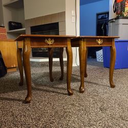 Pair of Solid Wood End Tables
