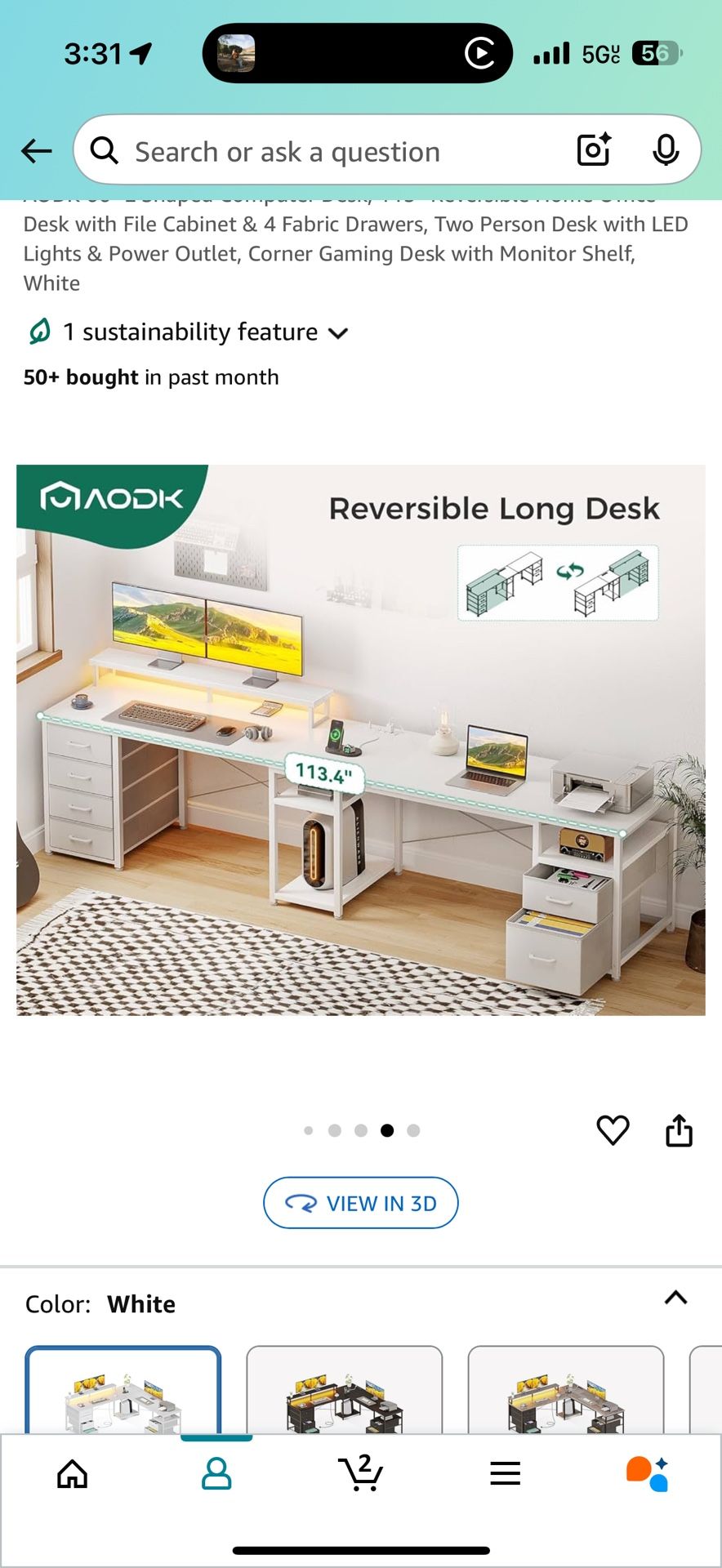 66” L Shaped Computer Desk