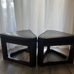 Two Leather Ottomans Stools