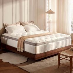 10"King Size Mattress, Hybrid Mattress in A Box, Memory Foam & Individually Pocket Spring for Pain Relief, Medium Firm King Mattresses