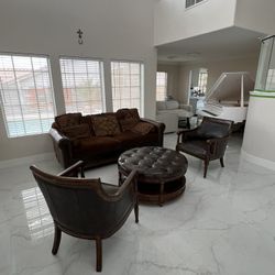 Sofa Leather Armchairs Coffee Table ! Furniture Set