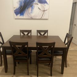  Espresso Color Table  & Chairs 6 Seater