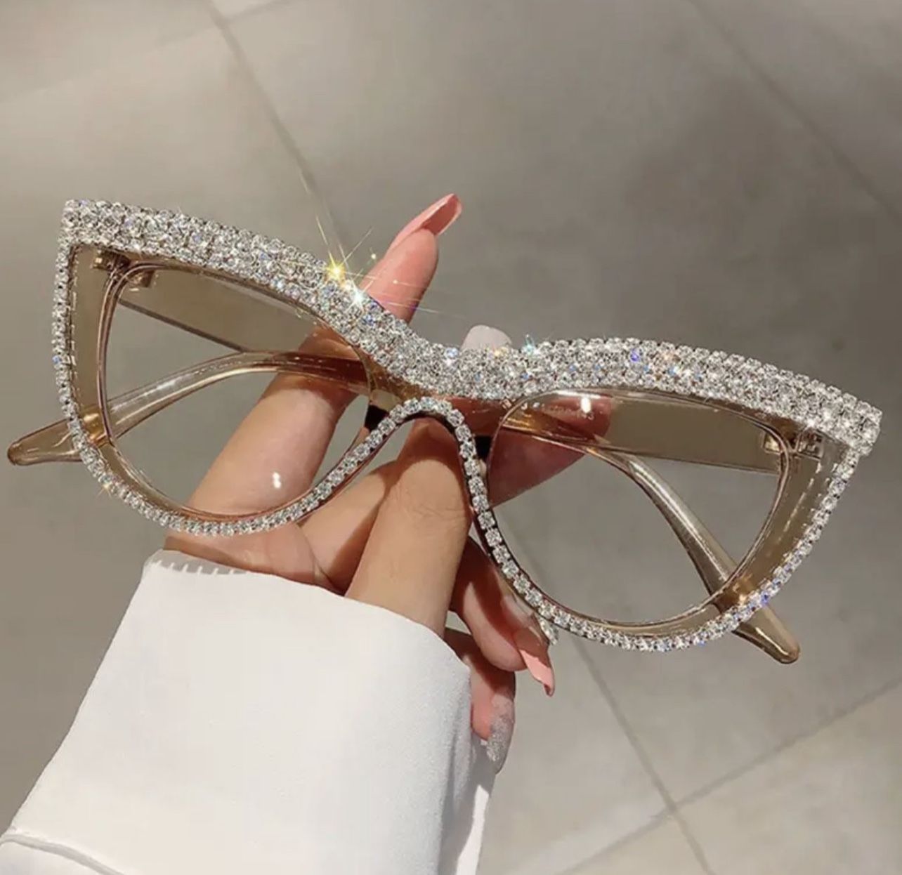 Luxury Rhinestone Cat Eye Clear Lens Glasses For Women And Men - Perfect For Parties And Special Occasions 