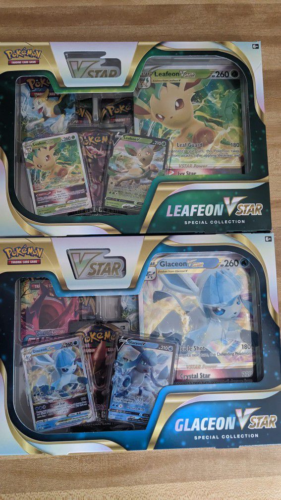 Pokemon TCG Glaceon Leafeon VStar Special Collection Set