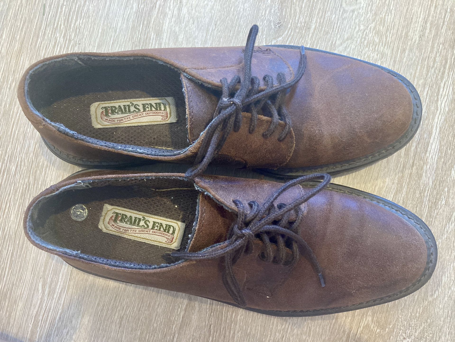 NEW Trails End Mens Laced Genuine Leather Shoes Size 9 Nine Brown Unfinished 1” Heel