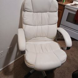 Leather Desk Chair (WHITE)