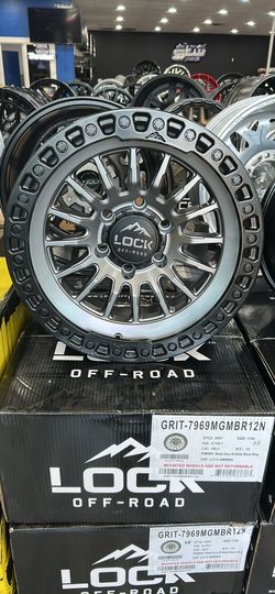 LOCK OFF-ROAD GRIT 17x9 6x135 ET -12mm MATTE GREY W/MATTE BLK RING $225 each
