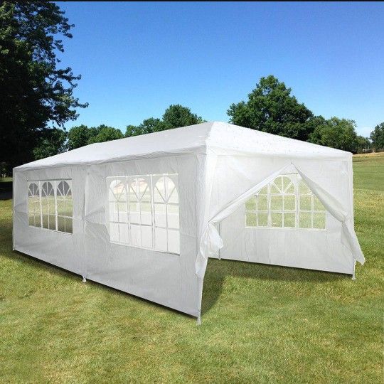  10'x20' Outdoor Canopy Party Wedding Tent White Gazebo Pavilion with 6 Side Walls For Sale