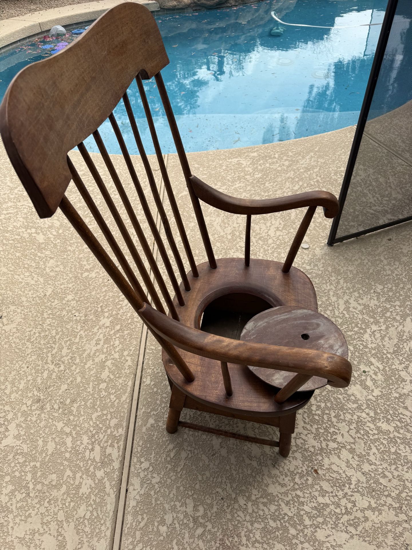 Antique pine commode chair