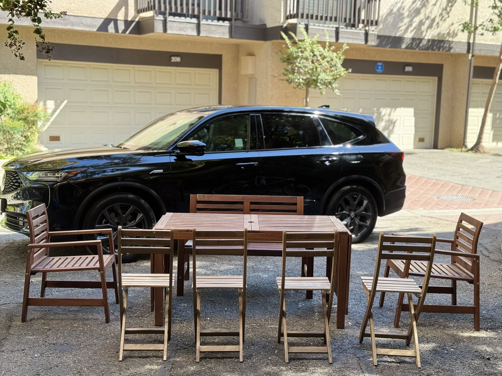 IKEA Outdoor Table With Bench And 6 Chairs