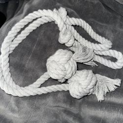 2 Pack Rustic Curtain Tiebacks - Outdoor Curtain Drapery Holdbacks Holders - Hand Knitting Cotton Rope Drape Tie Backs for Sheer and Blackout Curtain(