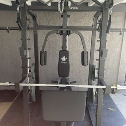 Vesta Fitness Smith Machine 2001 w/Bench Attachment | 230lb Bumpers Weights | 7ft Olympic Bar | Fitness | Gym Equipment | FREE DELIVERY 🚚 