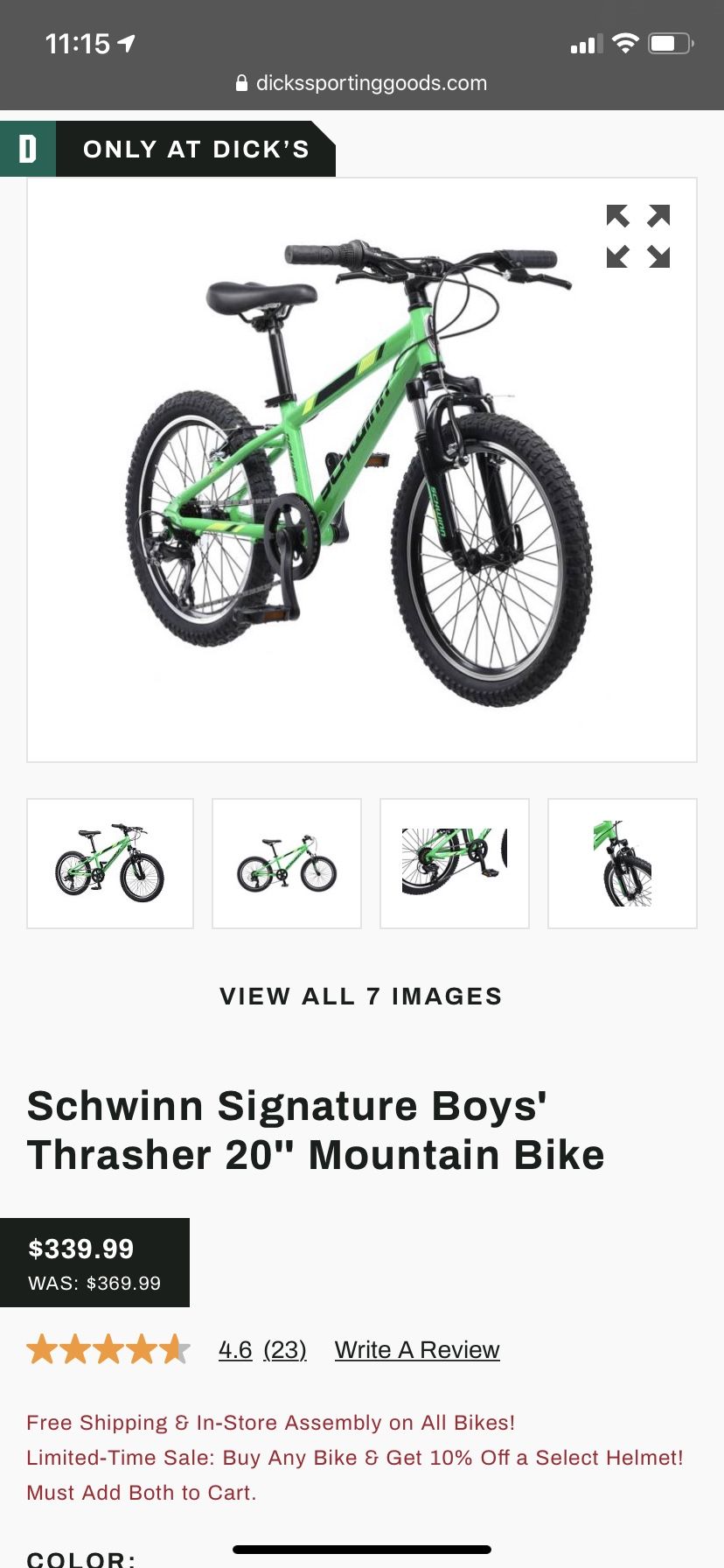 Boys schwinn 20” mountain bike