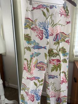 Talbots Petites Stretch Tropical Fish Print Pants