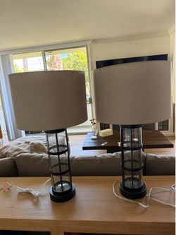 Glass and Metal Set of Lamps