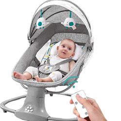 Electric Baby Swing Baby Cradle Infant Bouncer Baby Portable Adjustable Motorized Rocker with Bluetooth Music Speaker and 5 Swaying Gears Preset Lulla