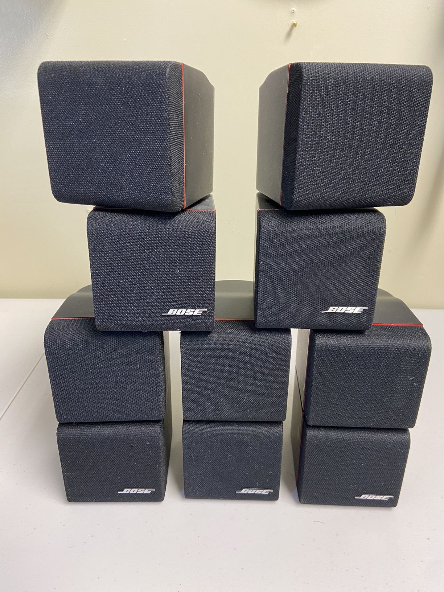 Bose Double Cubes Red Line speakers in excellent condition like new. 10 -200 watts amazing sound.