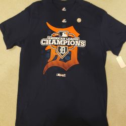 New Detroit Tigers Majestic T-shirt 2012 American League Champions Size L Dark Navy 