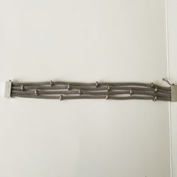 Vintage Anne Klein Multistrand Metal Mesh Magnet Silver-tone Bracelet