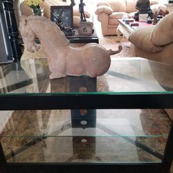 T.V. STAND CONSOLE WITH 3 GLASS SHELVES  