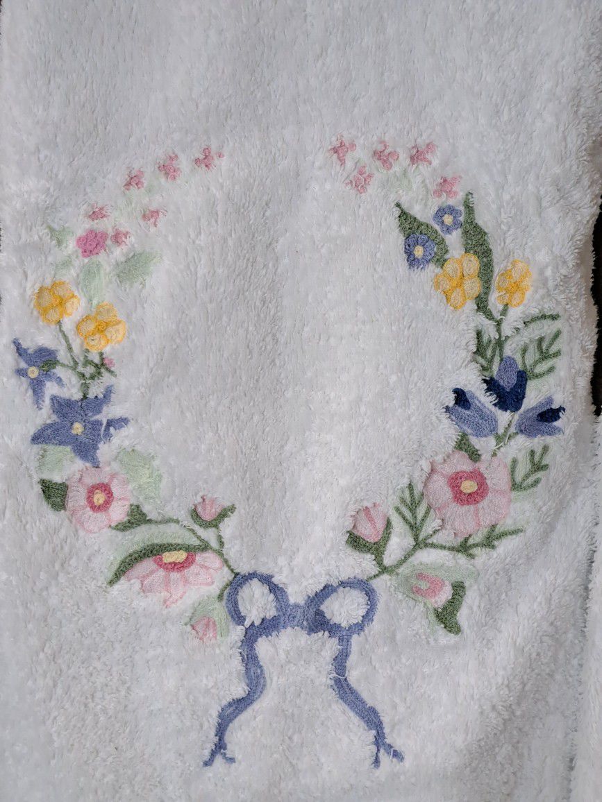 Fieldcrest Royal Velvet 4 Hand Towels Cotton Bath Towels Set Floral Made in  USA