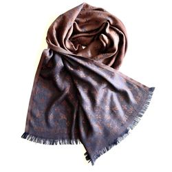 LV Silk Cashmere Monogram Scarf  Brown