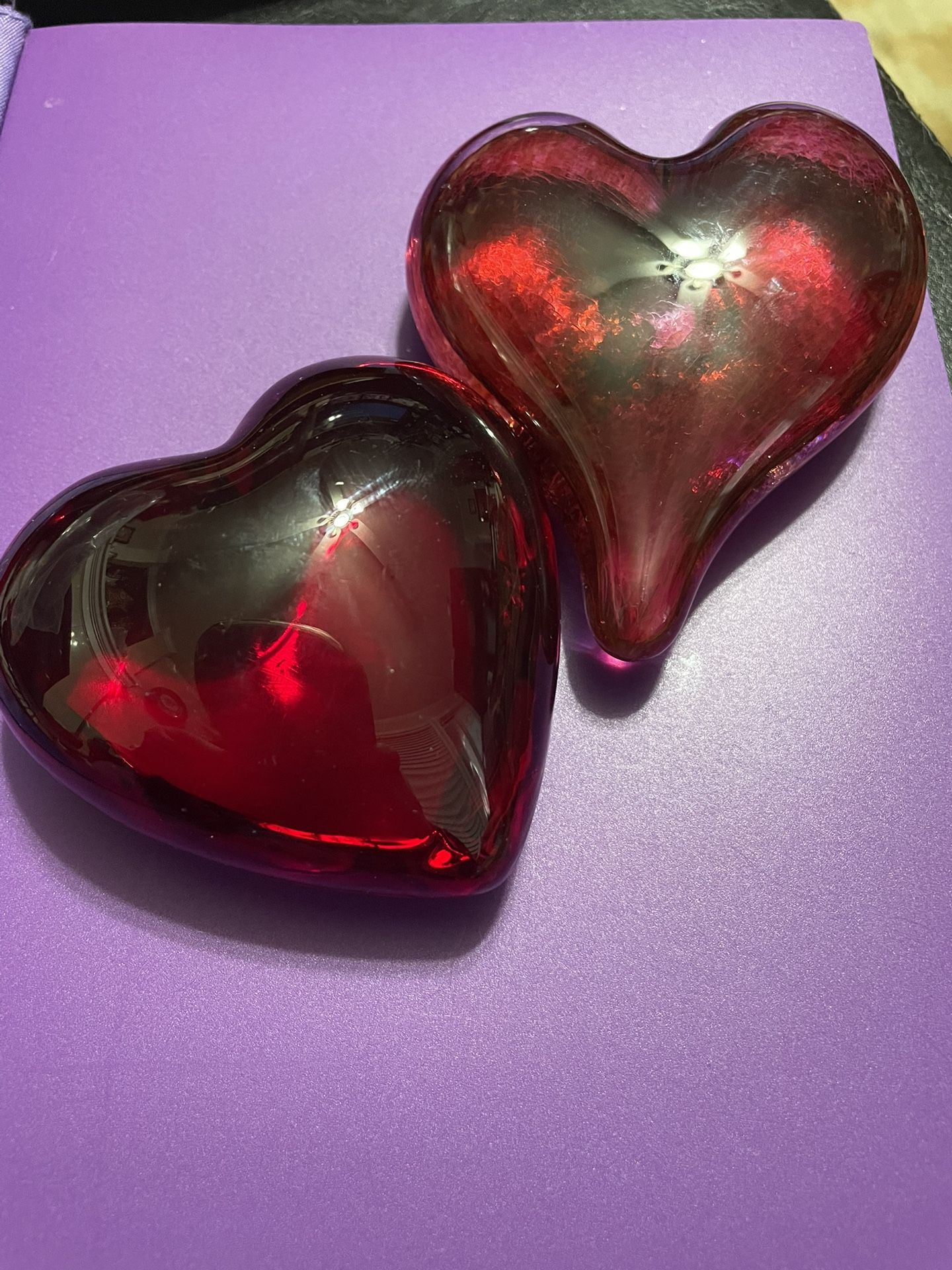 Set of 2 Ruby Glass Paperweight