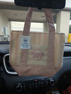 Trader joe's mini pink canvas tote