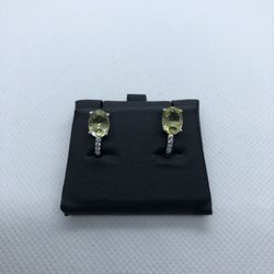Earrings Women (Silver and Yellow Quartz)