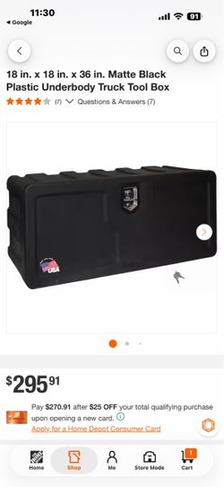 BUYERS PRODUCTS 18 in. x 18 in. x 36 in. Matte Black Plastic Underbody Truck Tool Box
