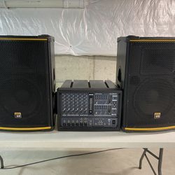 Yamaha EMX66M Powered Mixer and (2) Tapco 69 15inch passive speakers