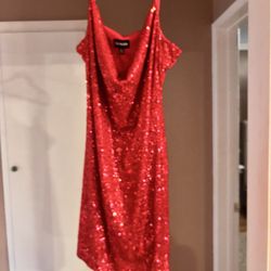 Red Sequin Dress Formal Size Medium Steve Madden 