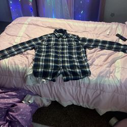 GoodFellow&Co Blue/white Flannel Large