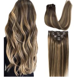 Human Hair 18 Inch Clip In Extensions 