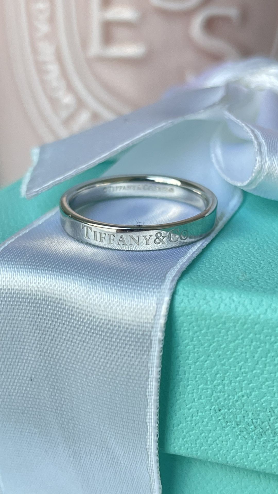Tiffany & Co. Flat Band Ring in Platinum size 6.75 NEW $1350