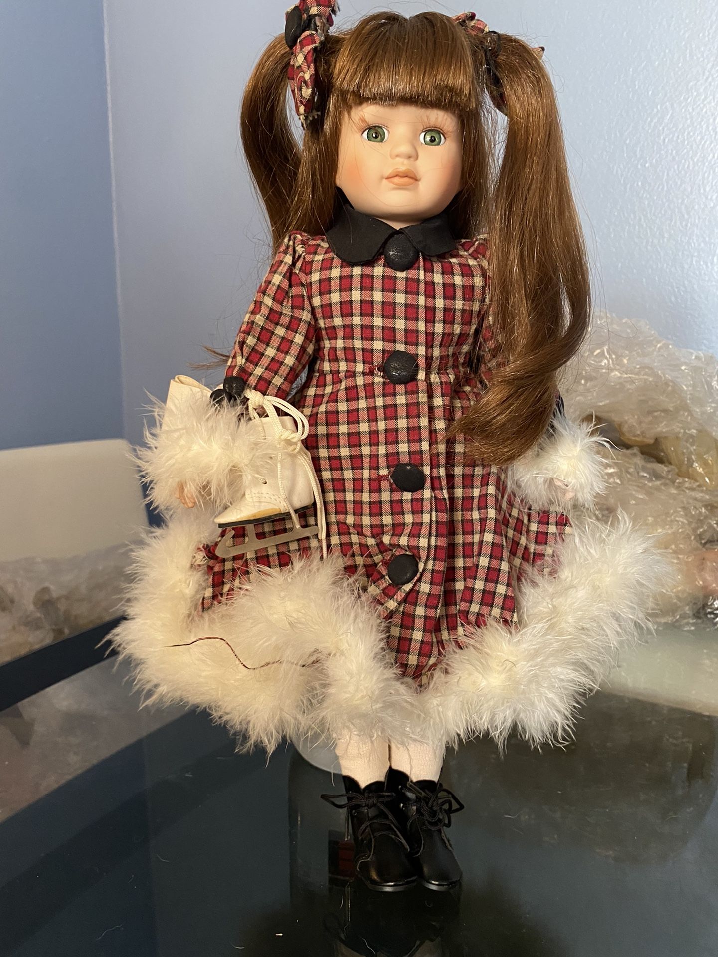 Vintage Porcelain Ice Skater Doll
