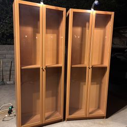 Bookcases With Glass Doors (Lamps Included)