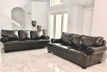 Bernhardt Genuine Leather Couch Set Perfect Condition