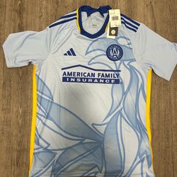 Adidas Atlanta United FC Jersey MLS Light Blue Men’s Large L NWT Slim Fit