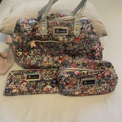 Tokidoki Used Purse Wallet And Makeup Bag