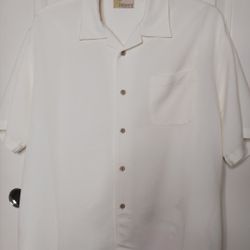 Cubavera Shirt Men's XL Short Sleeve Button Front White Pocket Red Car Back 