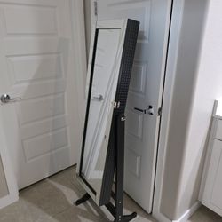 Like New Upright Stationary Mirror With Storage