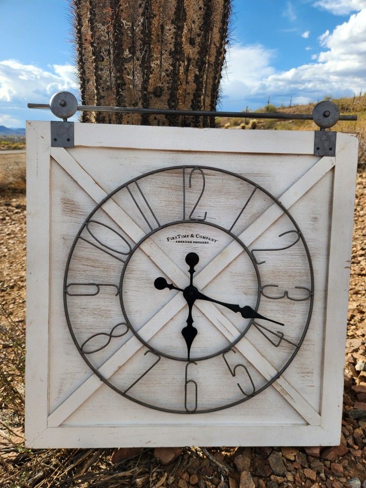 Large Wooden Industrial Farmhouse Style Clock