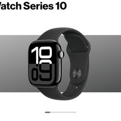 Apple Watch Series 10 46mm in Jet Black Aluminum Case With Black Sport Band - S/M
